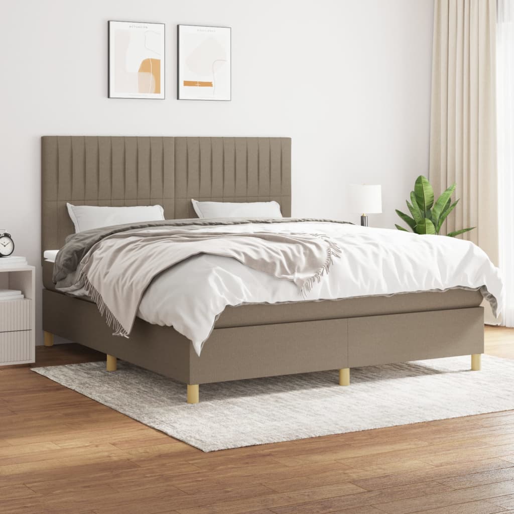Sommier à lattes de lit avec matelas Taupe 160x200 cm Tissu - XIOS