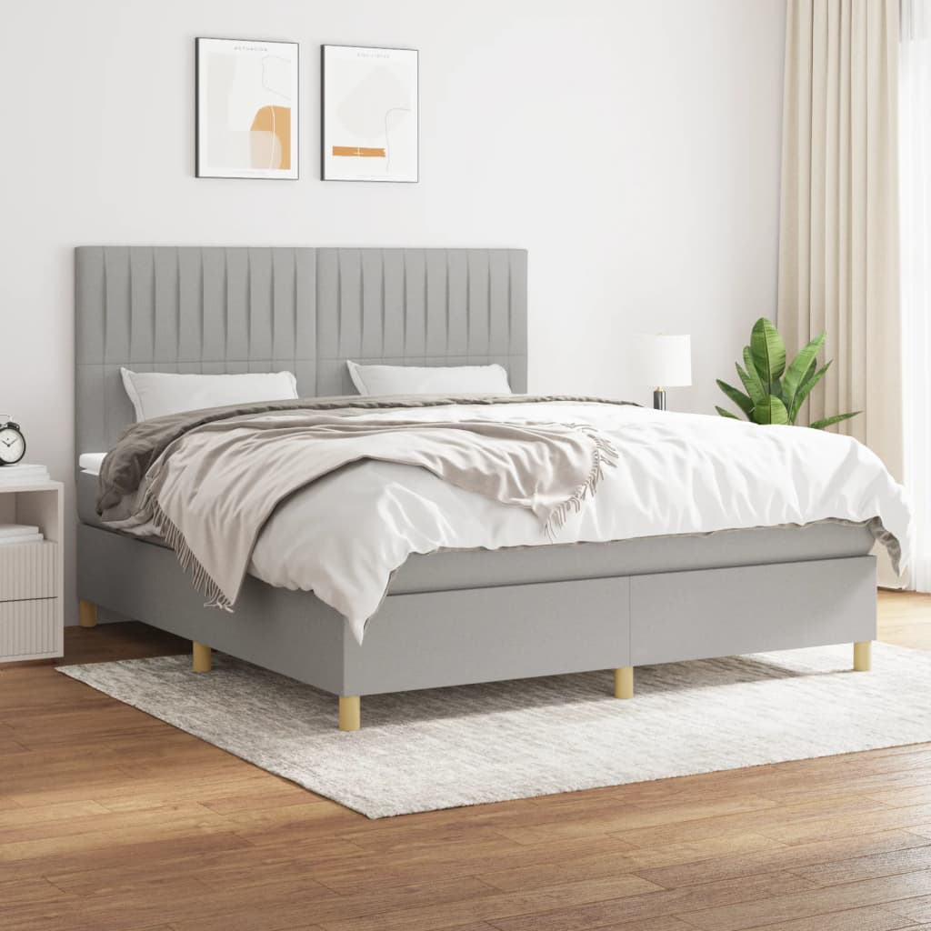 Sommier à lattes de lit avec matelas Gris clair 180x200cm Tissu - XIOS