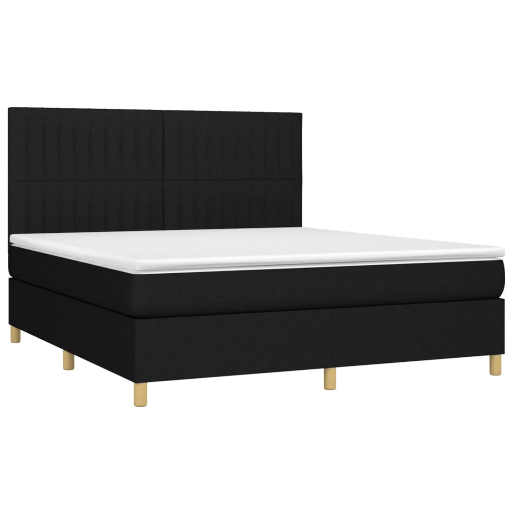 Sommier à lattes de lit avec matelas Noir 180x200 cm Tissu - XIOS
