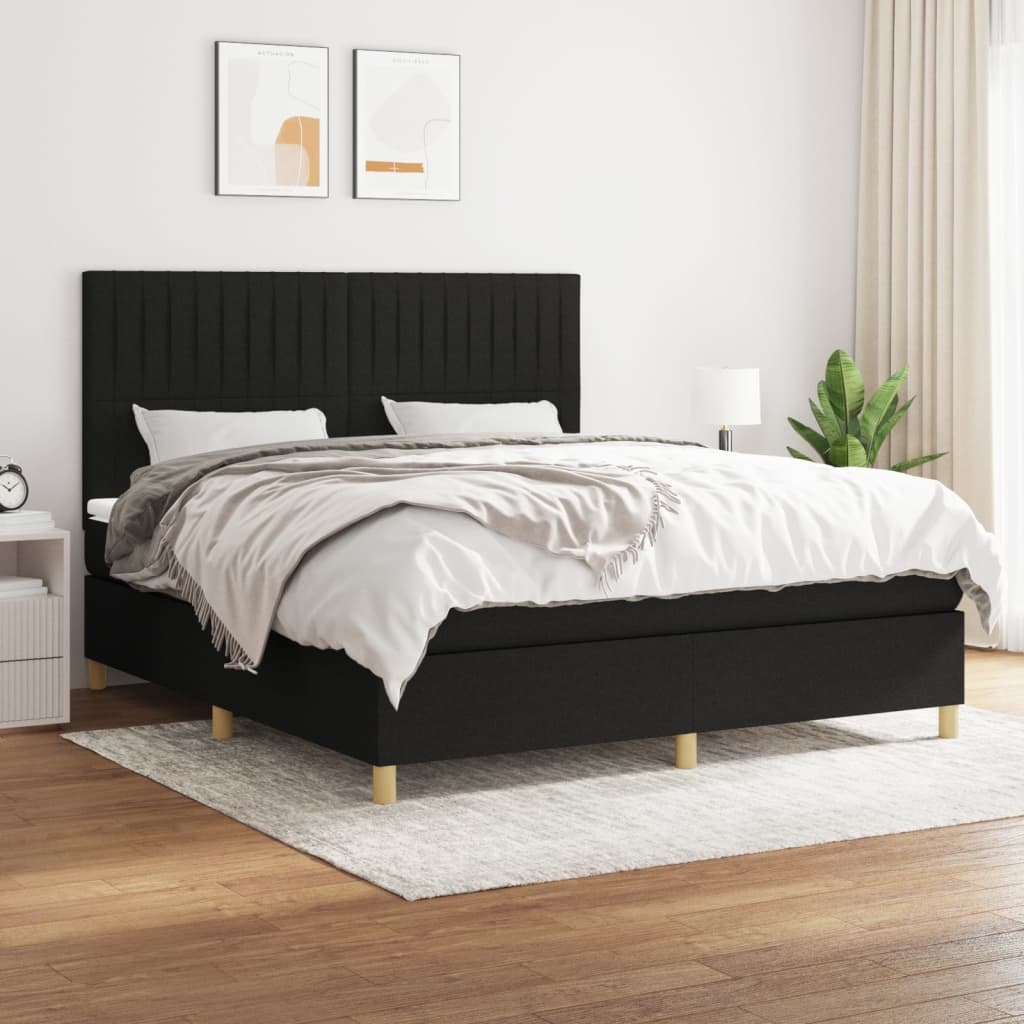 Sommier à lattes de lit avec matelas Noir 180x200 cm Tissu - XIOS