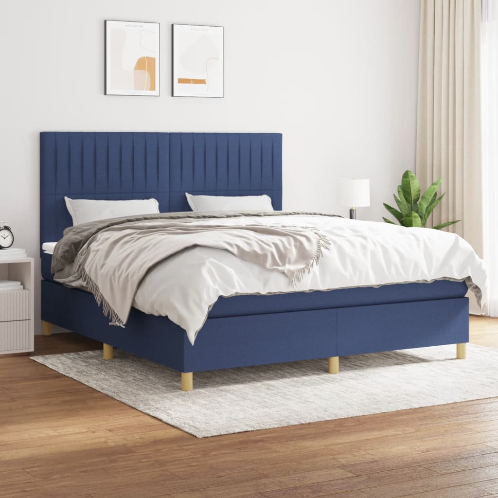 Sommier à lattes de lit avec matelas Bleu 180x200 cm Tissu - XIOS