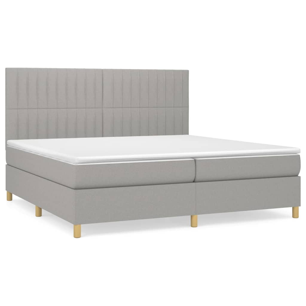 Sommier à lattes de lit avec matelas Gris clair 200x200cm Tissu - XIOS