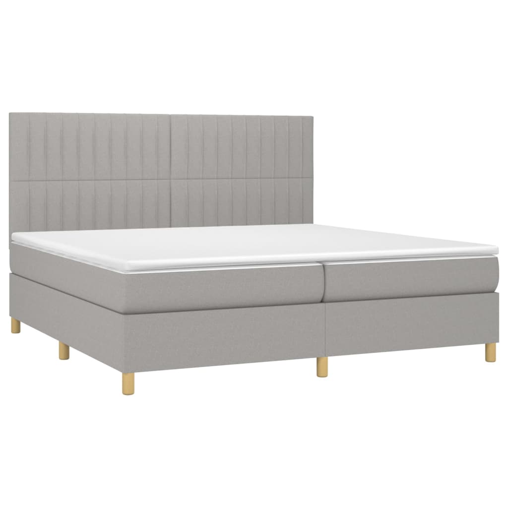 Sommier à lattes de lit avec matelas Gris clair 200x200cm Tissu - XIOS