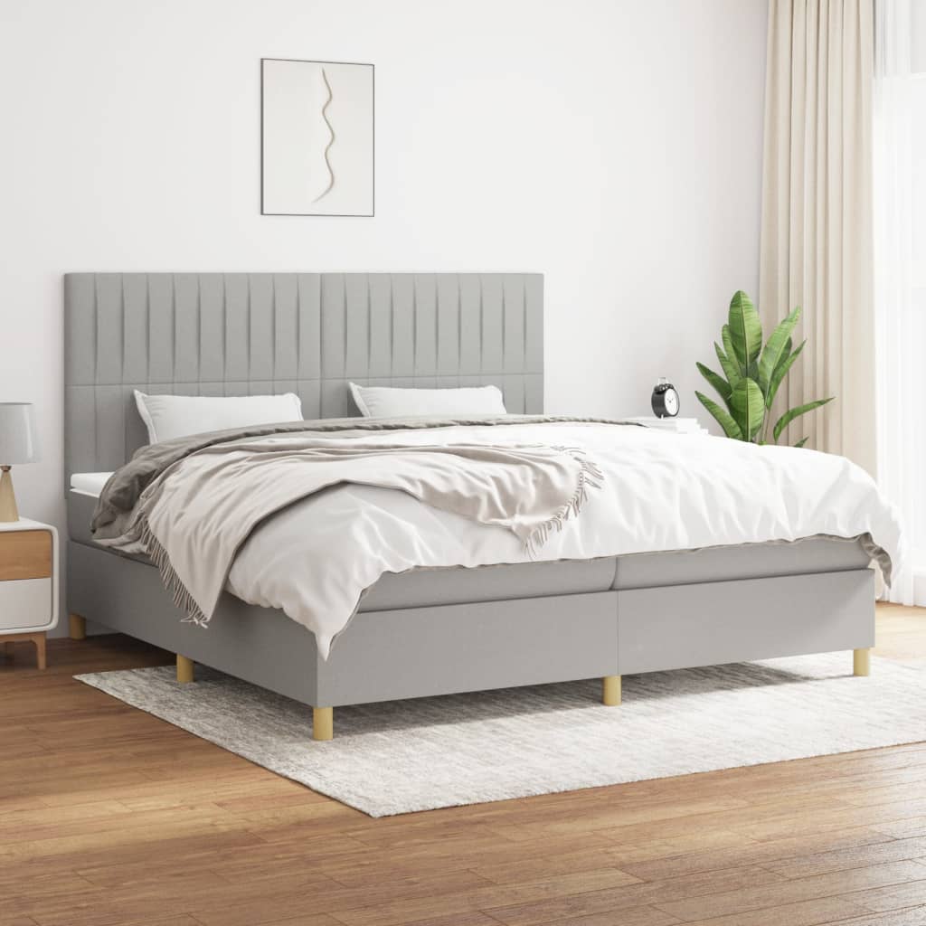 Sommier à lattes de lit avec matelas Gris clair 200x200cm Tissu - XIOS