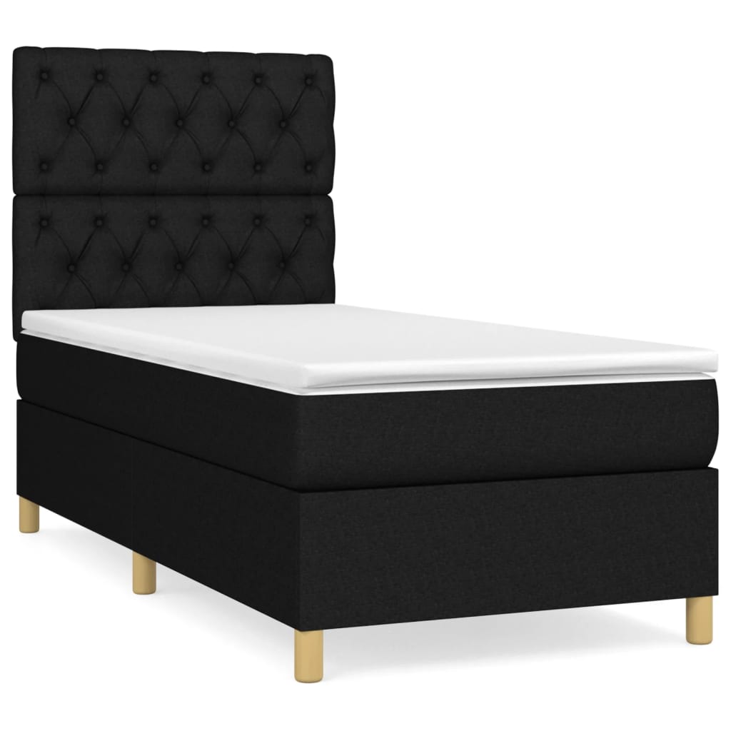 Sommier à lattes de lit et matelas Noir 80x200 cm Tissu - XIOS