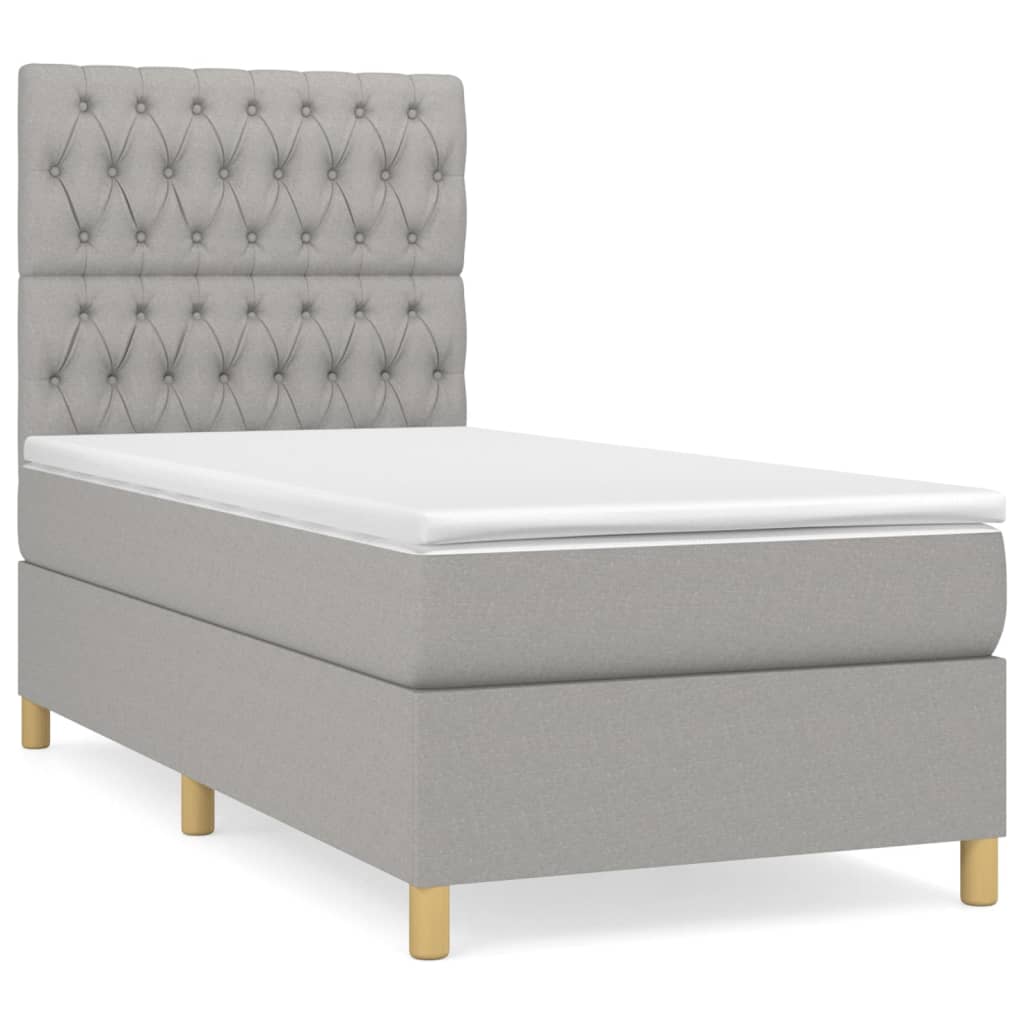 Sommier à lattes de lit et matelas Gris clair 90x190 cm Tissu - XIOS