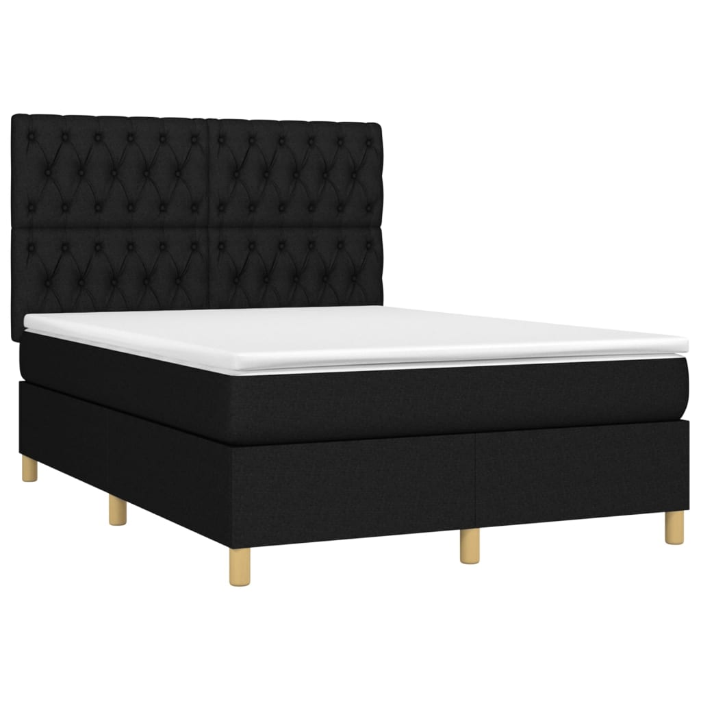 Sommier à lattes de lit avec matelas Noir 140x190 cm Tissu - XIOS