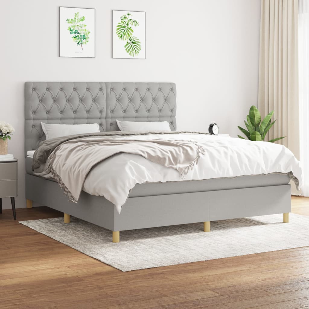 Sommier à lattes de lit avec matelas Gris clair 160x200cm Tissu - XIOS