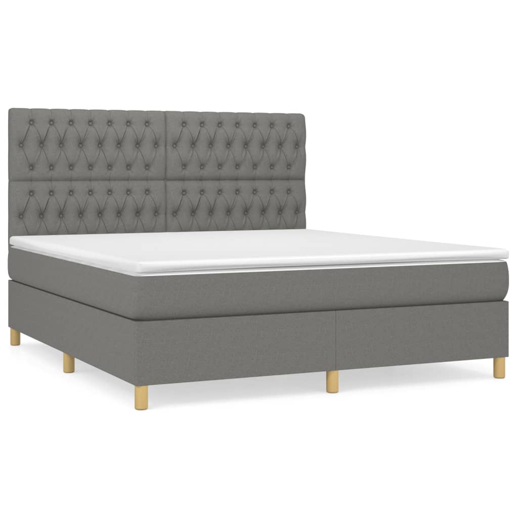 Sommier à lattes de lit avec matelas Gris foncé 180x200cm Tissu - XIOS