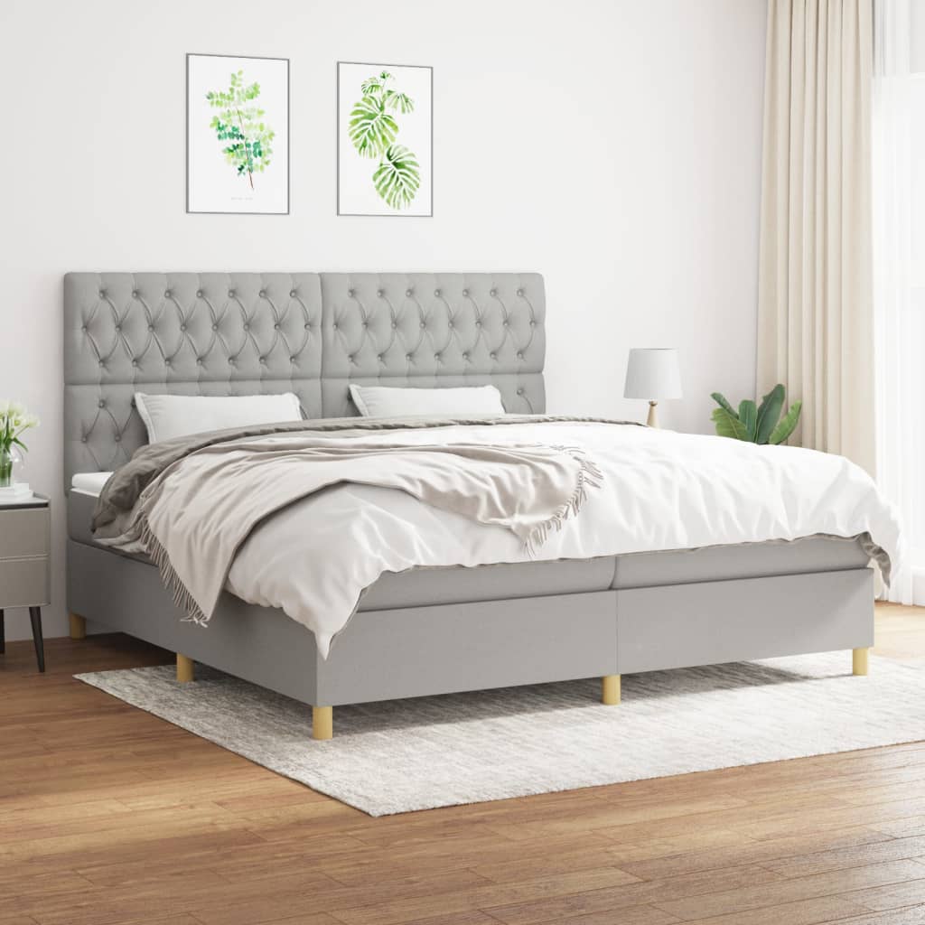 Sommier à lattes de lit avec matelas Gris clair 200x200cm Tissu - XIOS