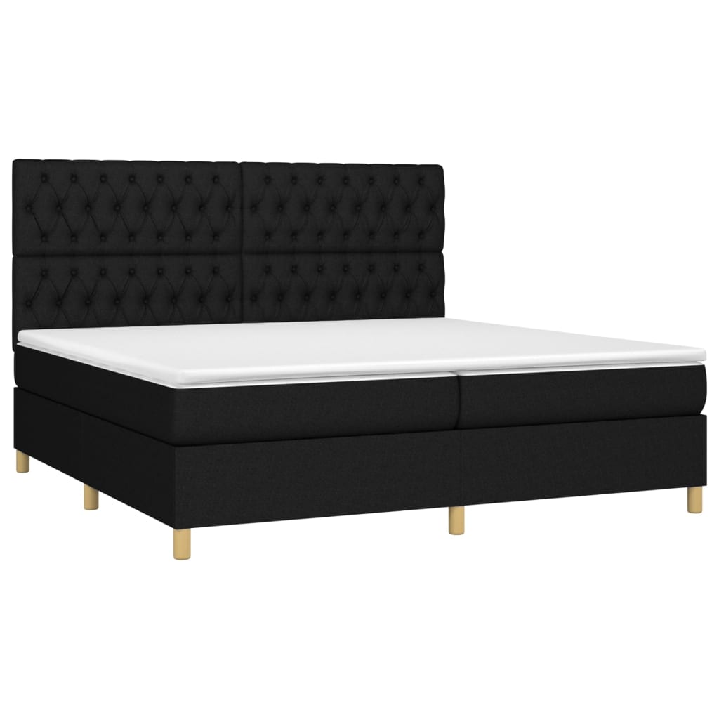 Sommier à lattes de lit avec matelas Noir 200x200 cm Tissu - XIOS