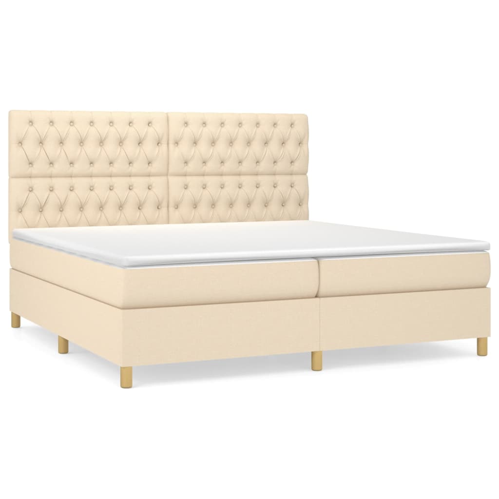 Sommier à lattes de lit avec matelas Crème 200x200 cm Tissu - XIOS
