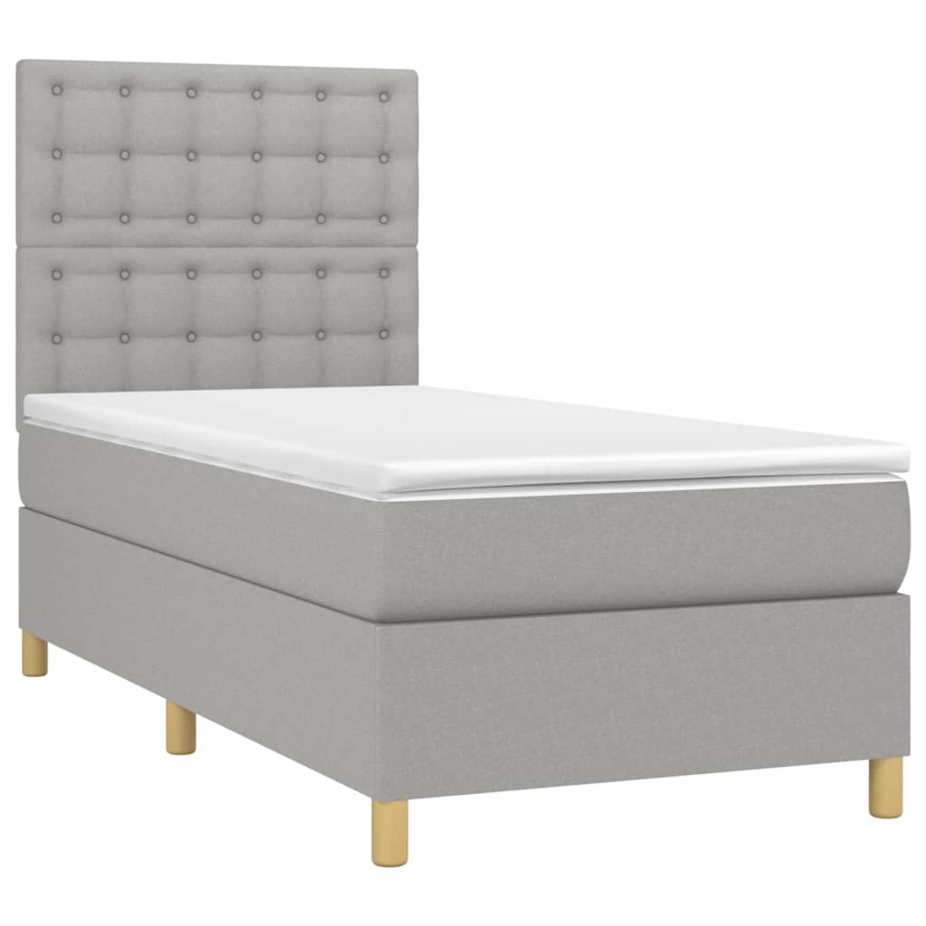 Sommier à lattes de lit et matelas Gris clair 90x190 cm Tissu - XIOS