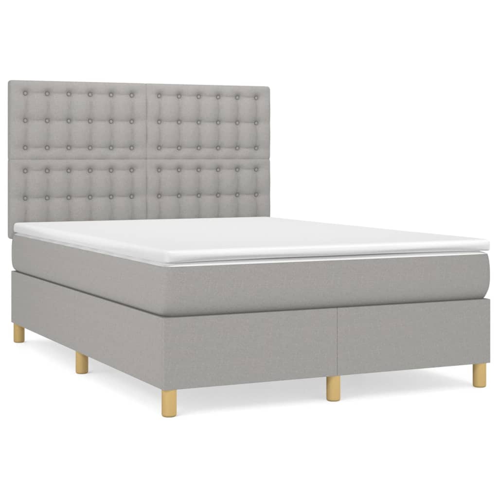 Sommier à lattes de lit avec matelas Gris clair 140x190cm Tissu - XIOS