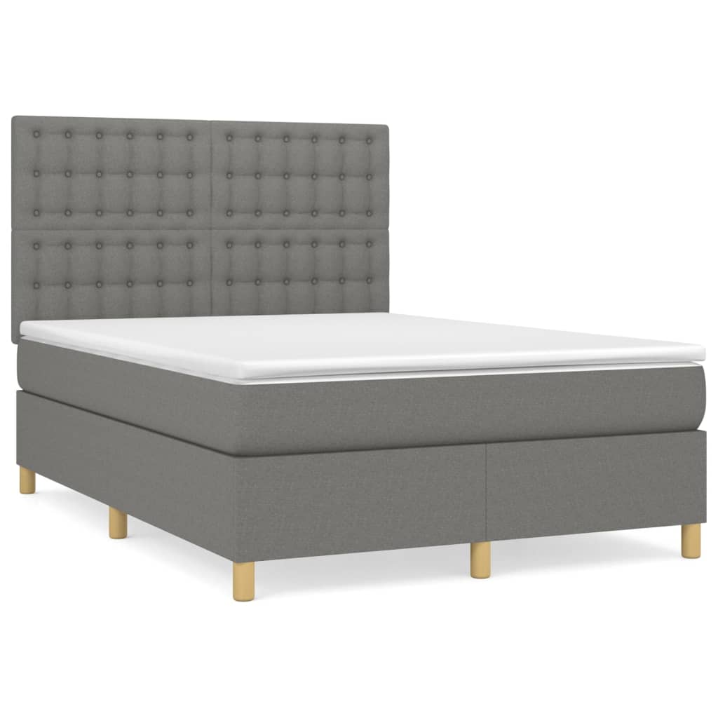 Sommier à lattes de lit avec matelas Gris foncé 140x190cm Tissu - XIOS