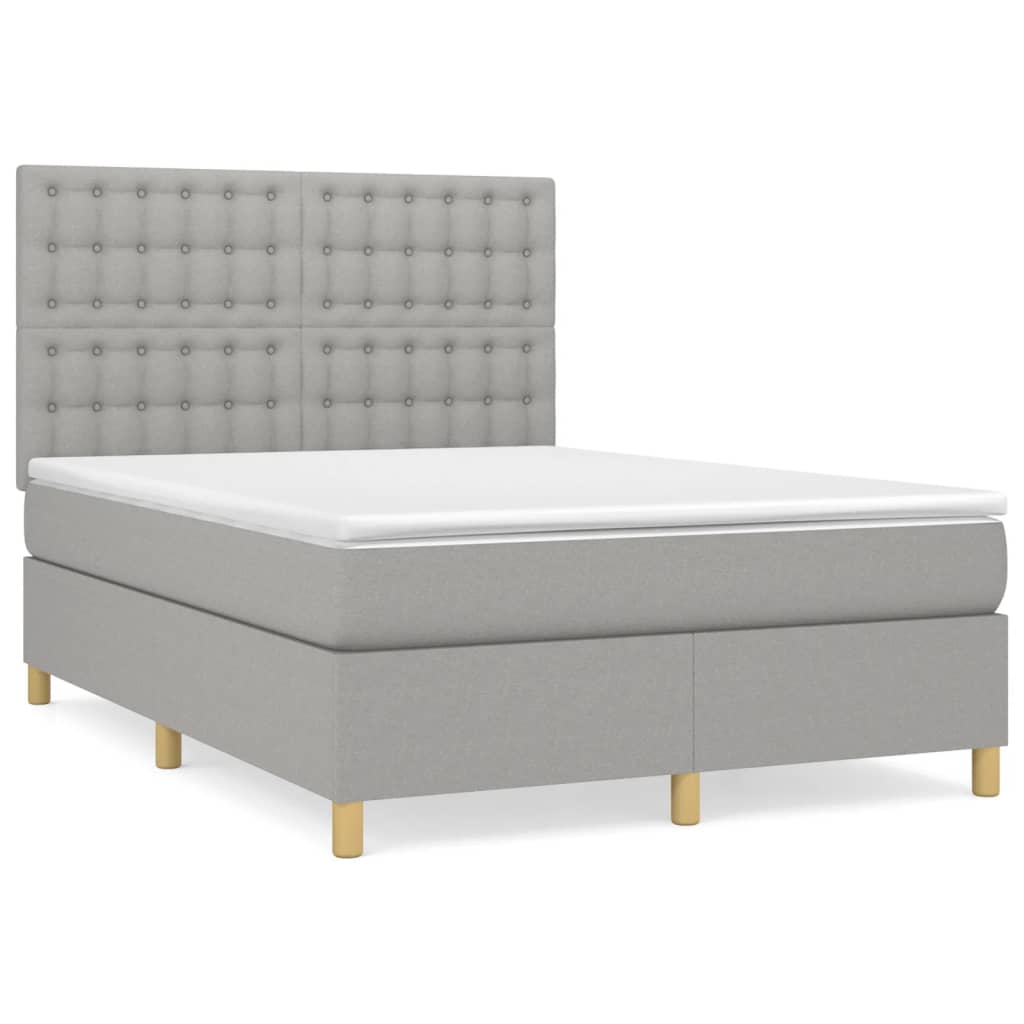 Sommier à lattes de lit avec matelas Gris clair 140x200cm Tissu - XIOS