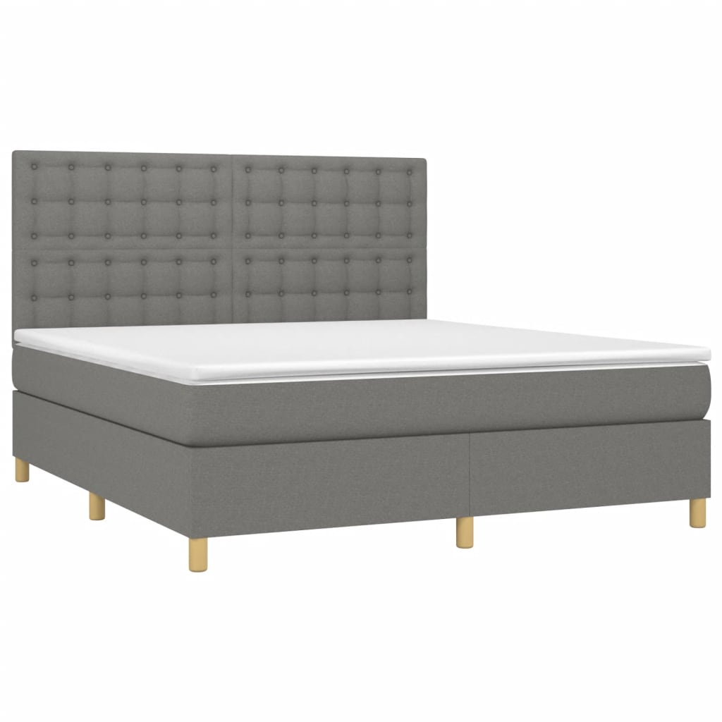 Sommier à lattes de lit avec matelas Gris foncé 160x200cm Tissu - XIOS