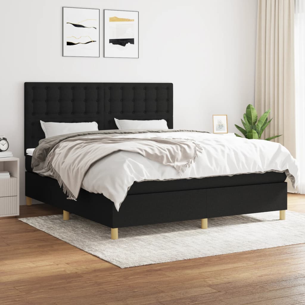 Sommier à lattes de lit avec matelas Noir 160x200 cm Tissu - XIOS