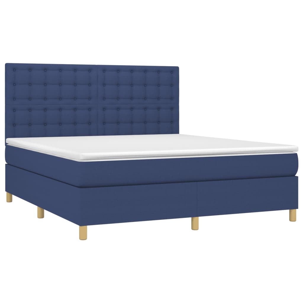 Sommier à lattes de lit avec matelas Bleu 160x200 cm Tissu - XIOS