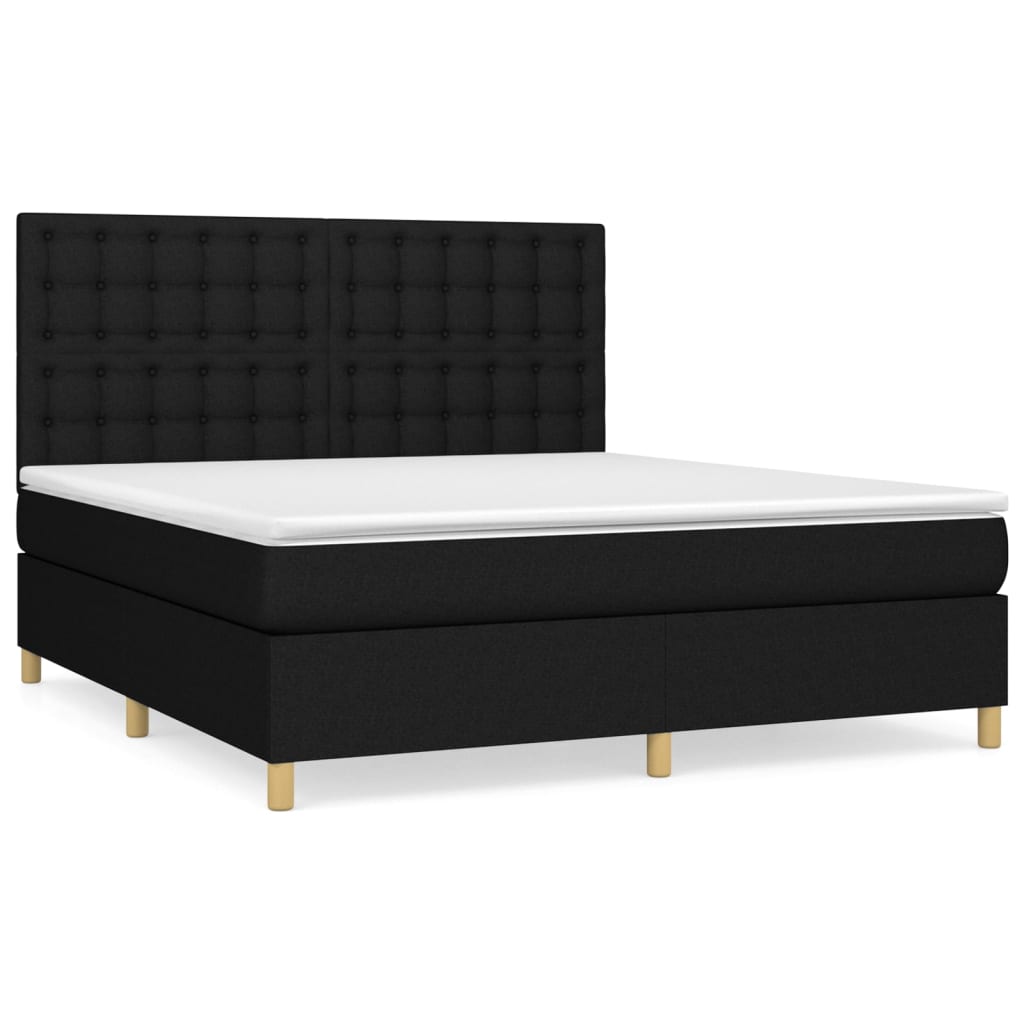 Sommier à lattes de lit avec matelas Noir 180x200 cm Tissu - XIOS