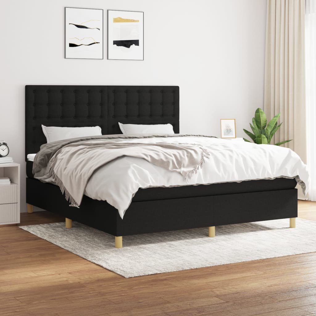 Sommier à lattes de lit avec matelas Noir 180x200 cm Tissu - XIOS