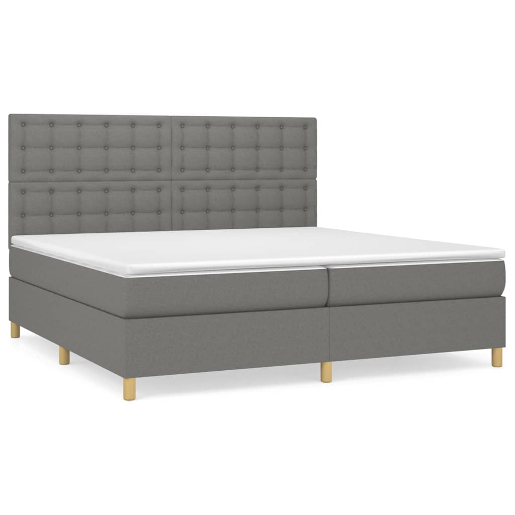 Sommier à lattes de lit avec matelas Gris foncé 200x200cm Tissu - XIOS
