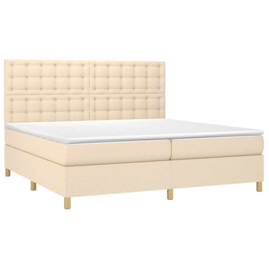 Sommier à lattes de lit avec matelas Crème 200x200 cm Tissu - XIOS