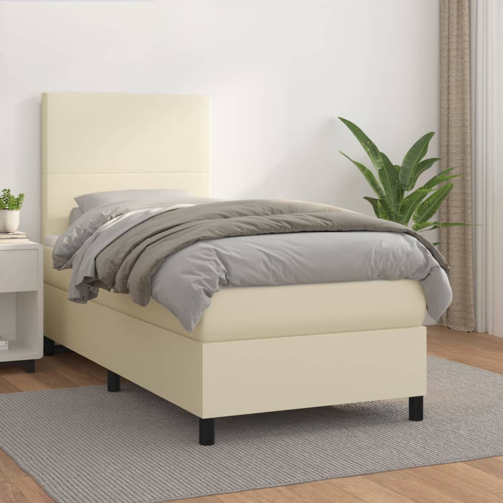 Sommier à lattes de lit avec matelas Crème 90x190 cm Similicuir - XIOS
