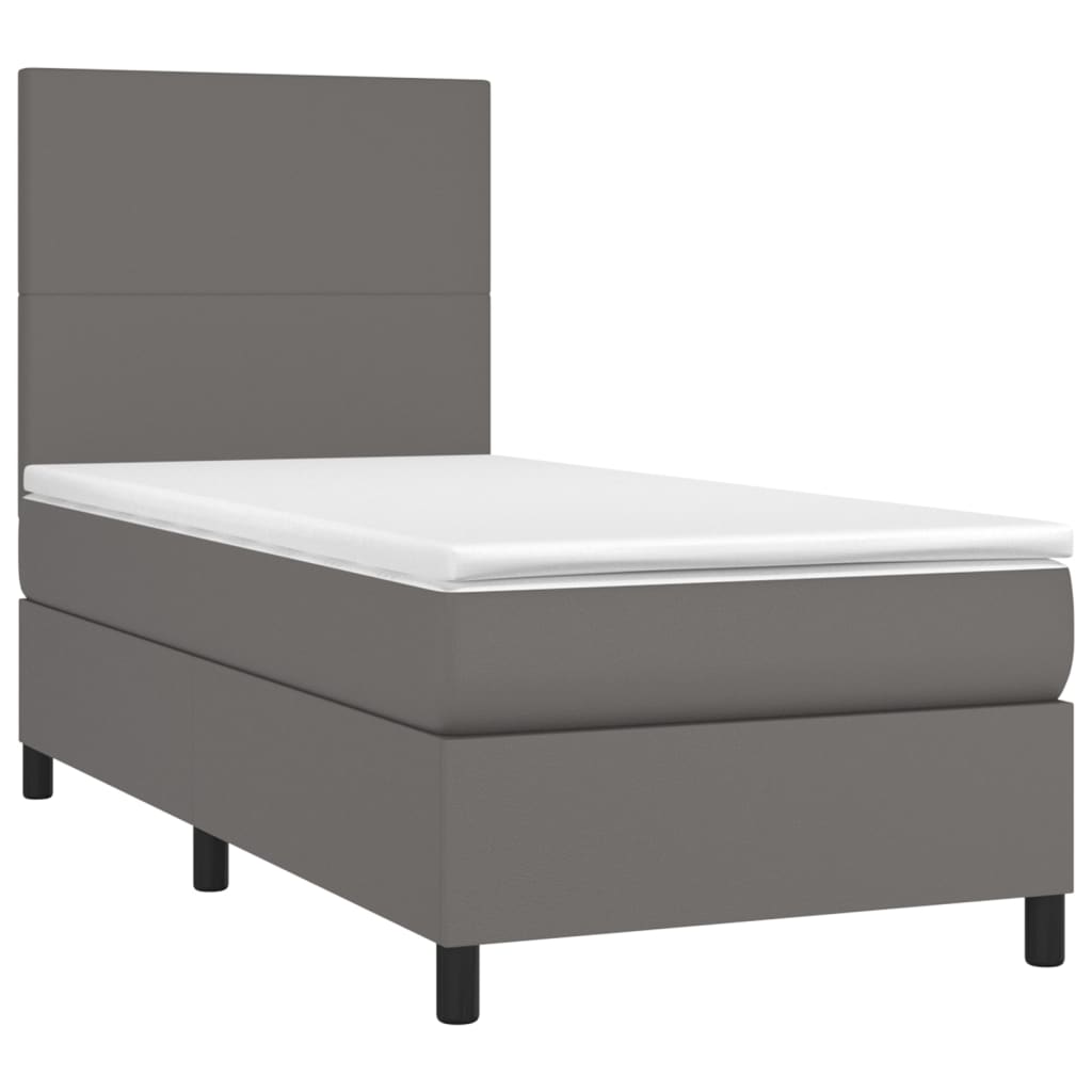 Sommier à lattes de lit avec matelas Gris 90x190 cm Similicuir - XIOS