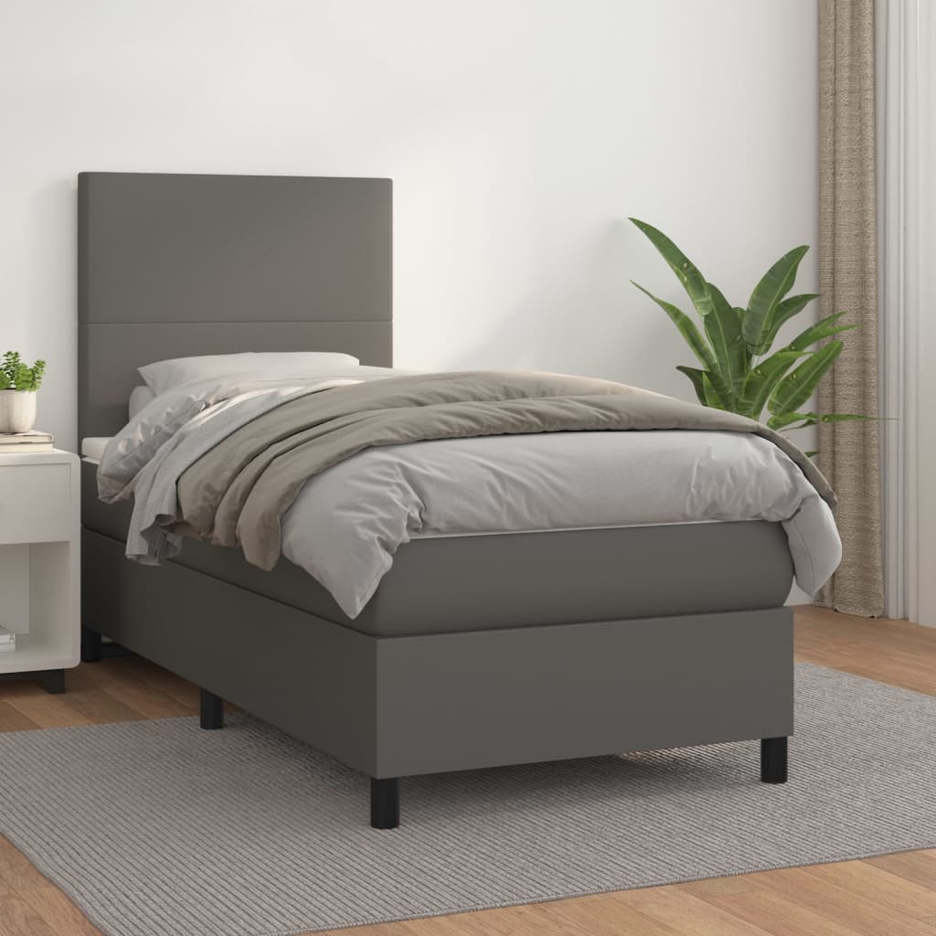 Sommier à lattes de lit avec matelas Gris 90x200 cm Similicuir - XIOS