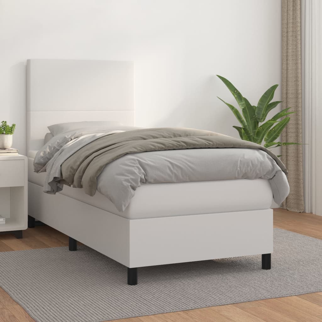 Sommier à lattes de lit avec matelas Blanc 100x200cm Similicuir - XIOS