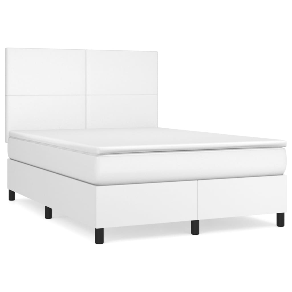 Sommier à lattes de lit avec matelas Blanc 140x190cm Similicuir - XIOS