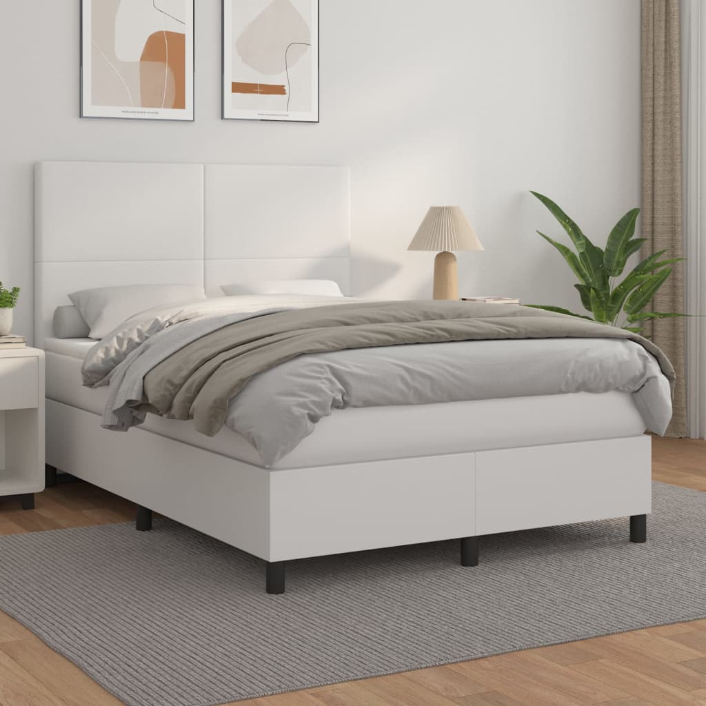 Sommier à lattes de lit avec matelas Blanc 140x190cm Similicuir - XIOS