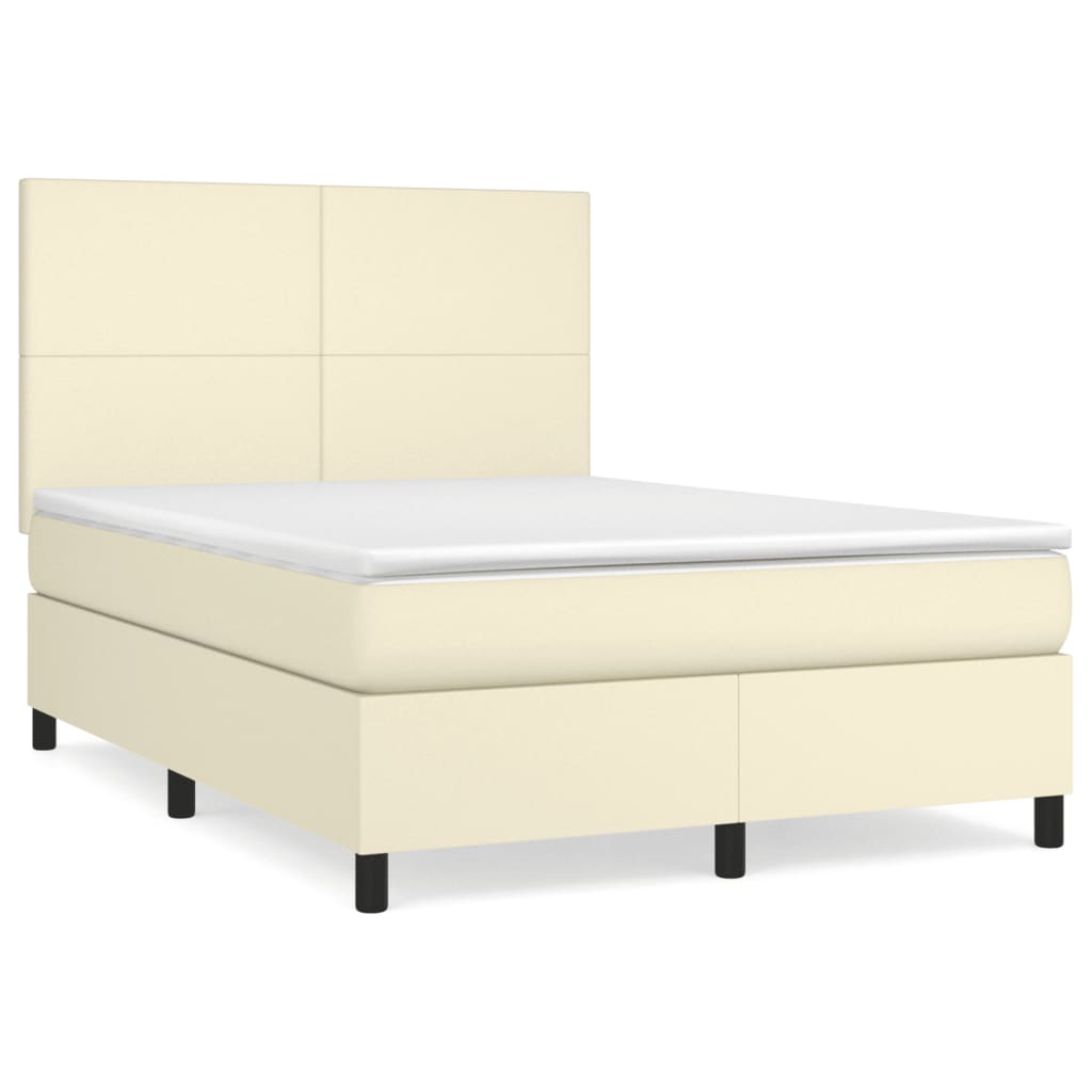 Sommier à lattes de lit avec matelas Crème 140x190cm Similicuir - XIOS