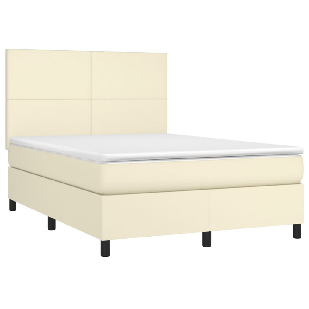 Sommier à lattes de lit avec matelas Crème 140x190cm Similicuir - XIOS
