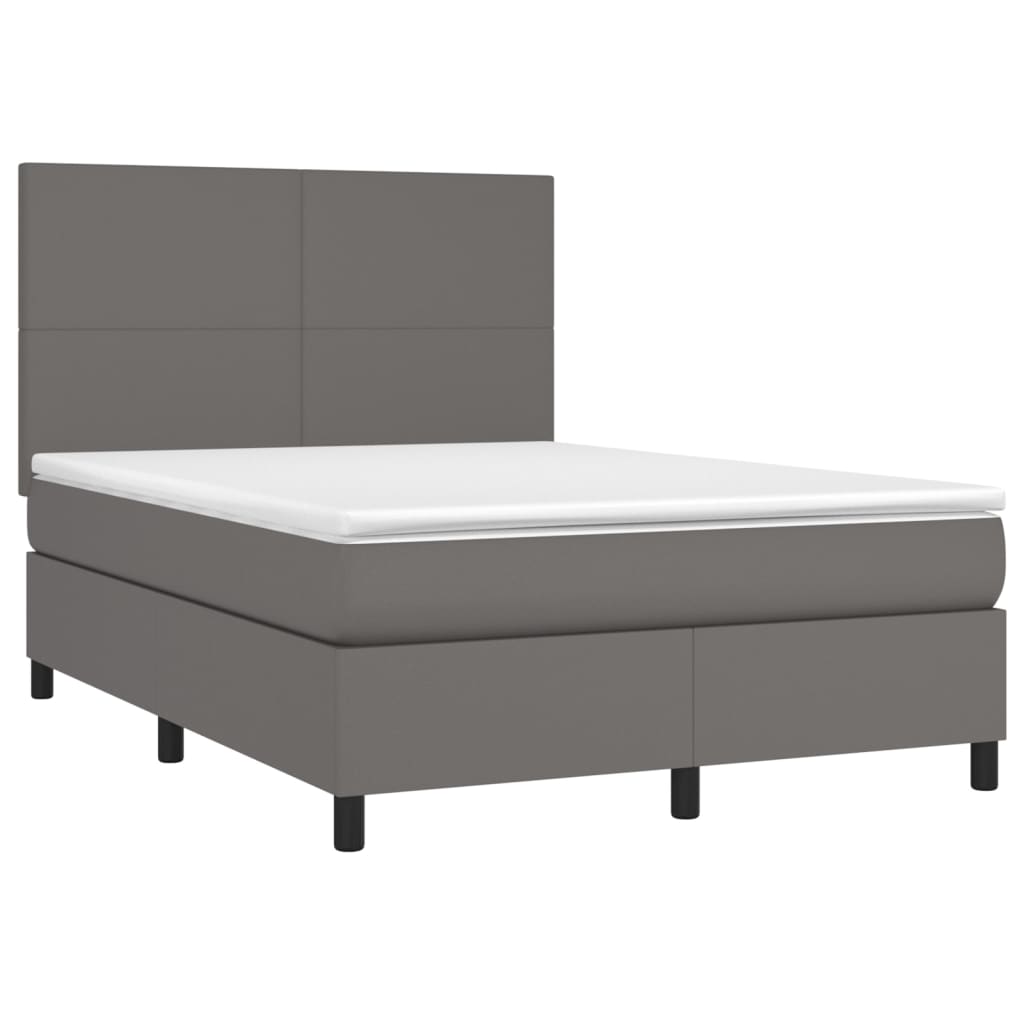 Sommier à lattes de lit avec matelas Gris 140x200 cm Similicuir - XIOS