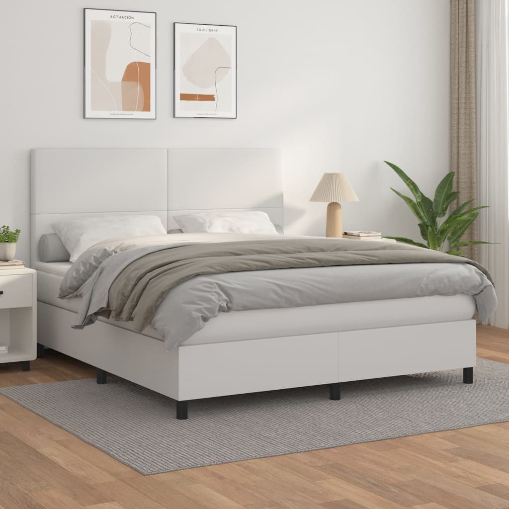 Sommier à lattes de lit avec matelas Blanc 160x200cm Similicuir - XIOS