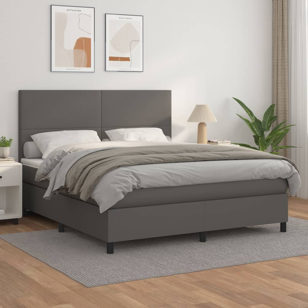 Sommier à lattes de lit avec matelas Gris 160x200 cm Similicuir - XIOS