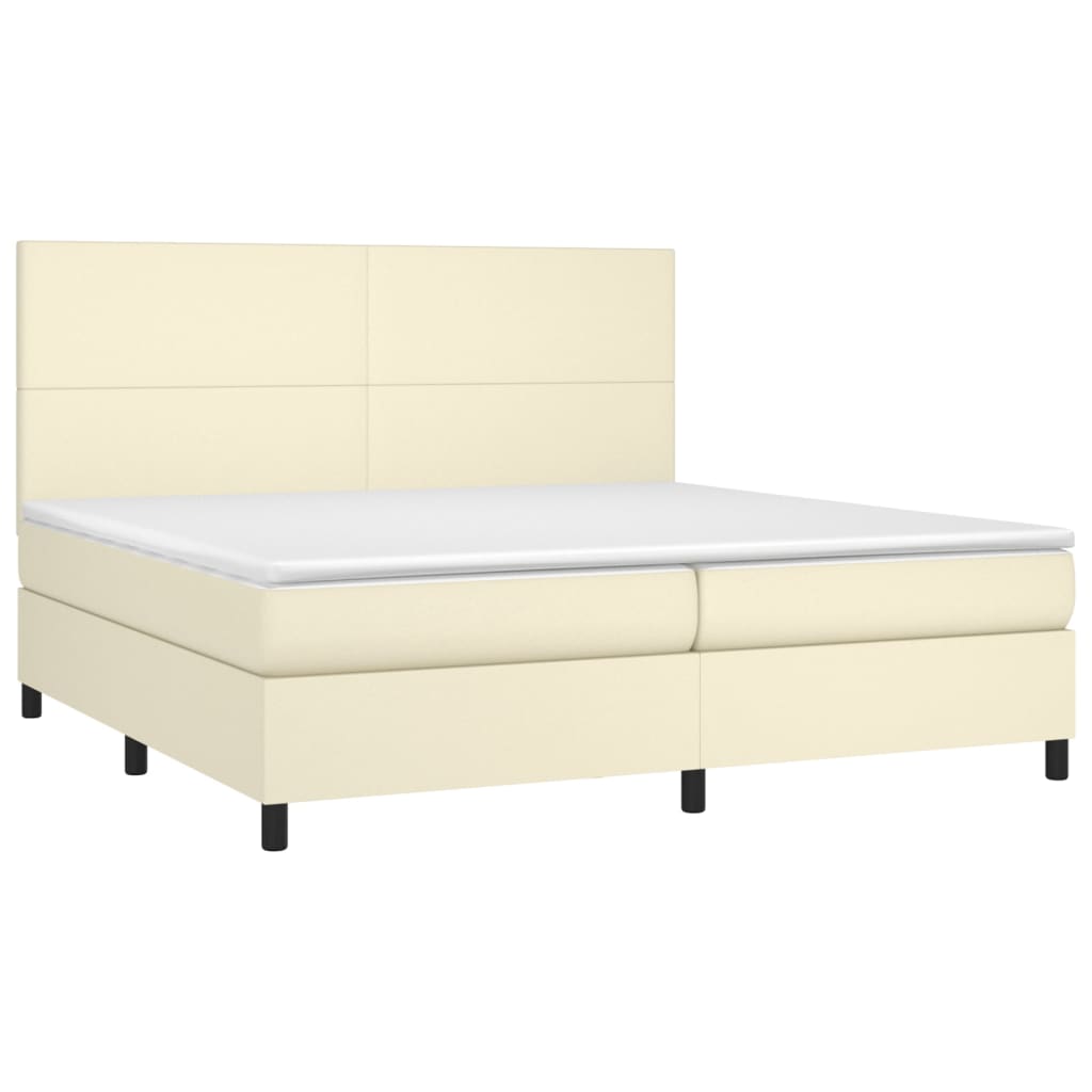 Sommier à lattes de lit avec matelas Crème 200x200cm Similicuir - XIOS