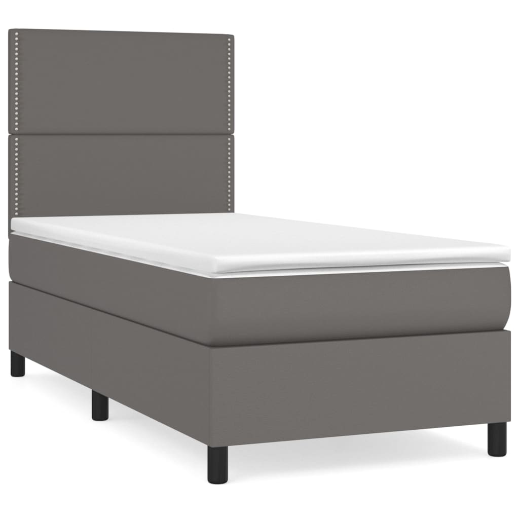 Sommier à lattes de lit avec matelas Gris 90x190 cm Similicuir - XIOS