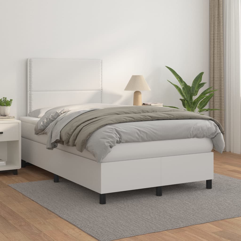 Sommier à lattes de lit avec matelas Blanc 120x200cm Similicuir - XIOS