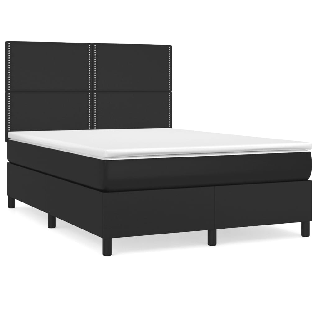 Sommier à lattes de lit avec matelas Noir 140x190 cm Similicuir - XIOS