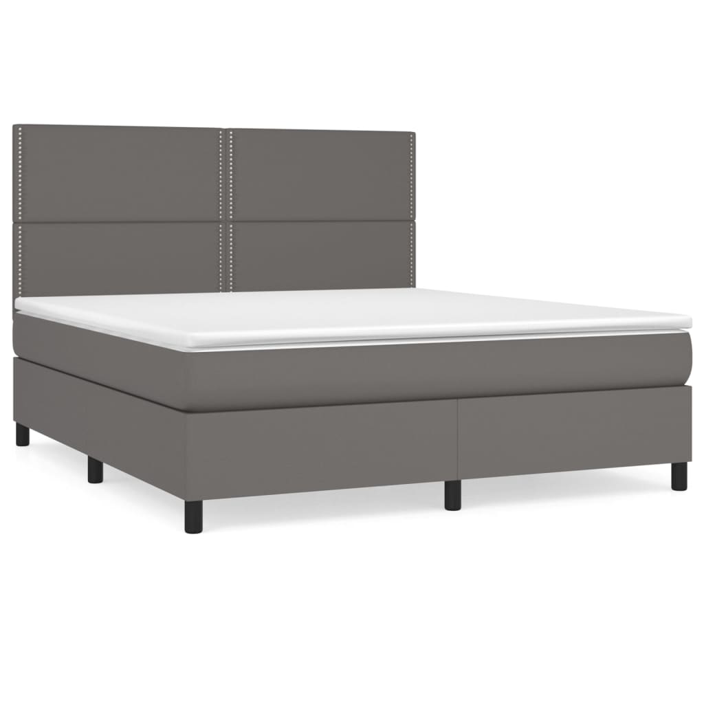 Sommier à lattes de lit avec matelas Gris 180x200 cm Similicuir - XIOS