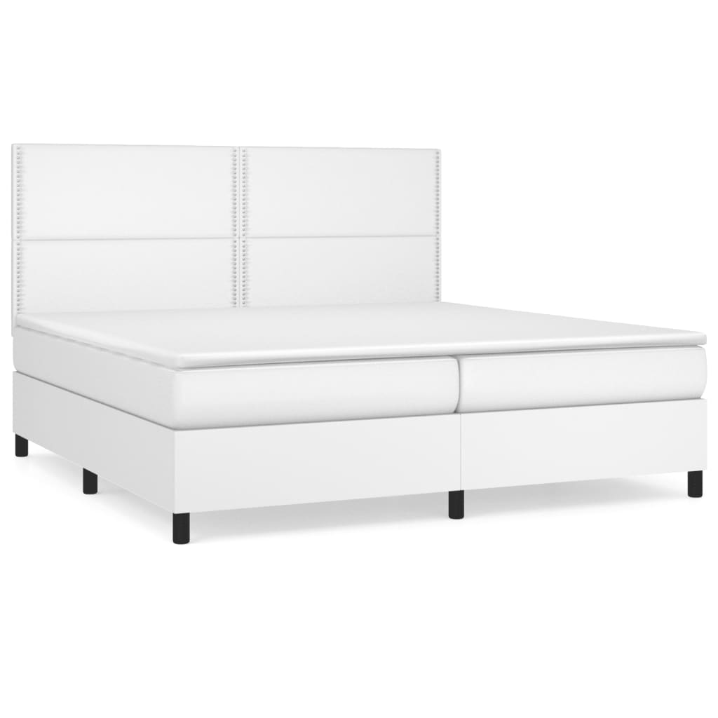 Sommier à lattes de lit avec matelas Blanc 200x200cm Similicuir - XIOS