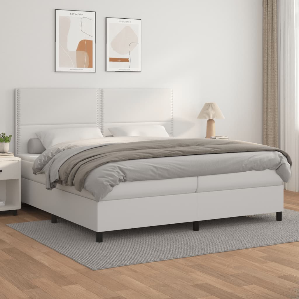 Sommier à lattes de lit avec matelas Blanc 200x200cm Similicuir - XIOS