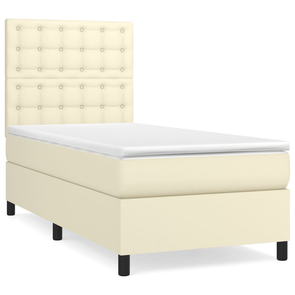 Sommier à lattes de lit avec matelas Crème 80x200 cm Similicuir - XIOS
