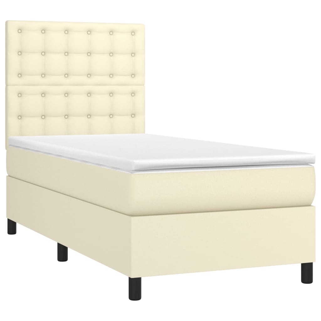Sommier à lattes de lit avec matelas Crème 80x200 cm Similicuir - XIOS