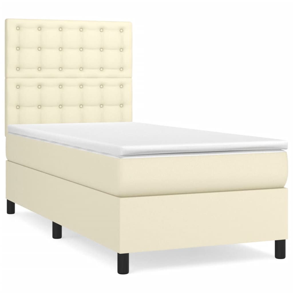 Sommier à lattes de lit avec matelas Crème 90x190 cm Similicuir - XIOS