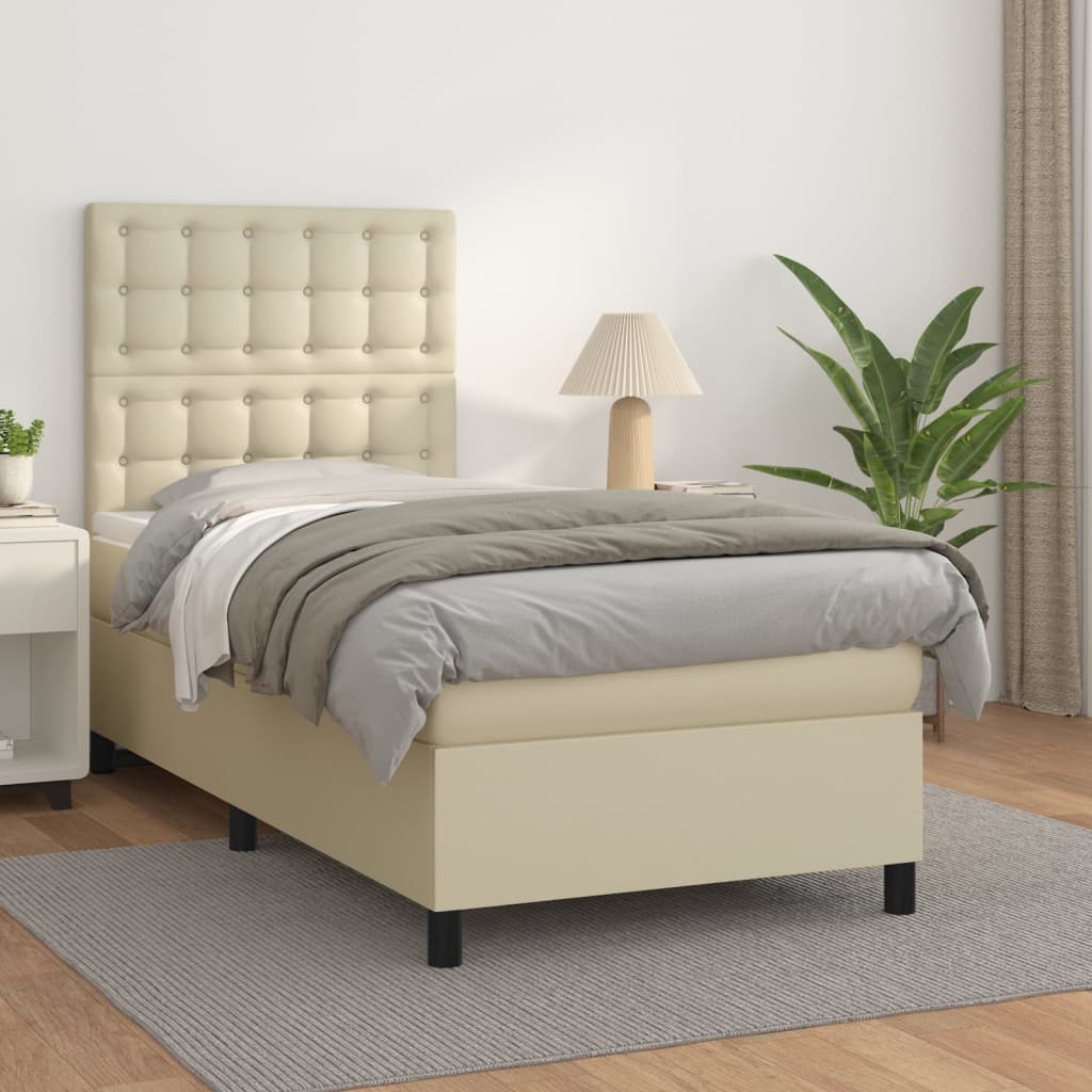 Sommier à lattes de lit avec matelas Crème 90x190 cm Similicuir - XIOS