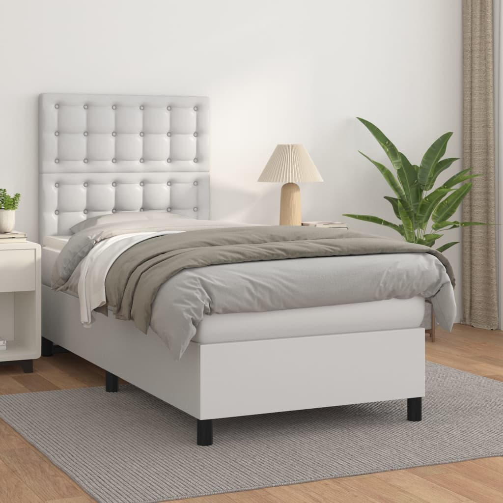 Sommier à lattes de lit avec matelas Blanc 90x200 cm Similicuir - XIOS